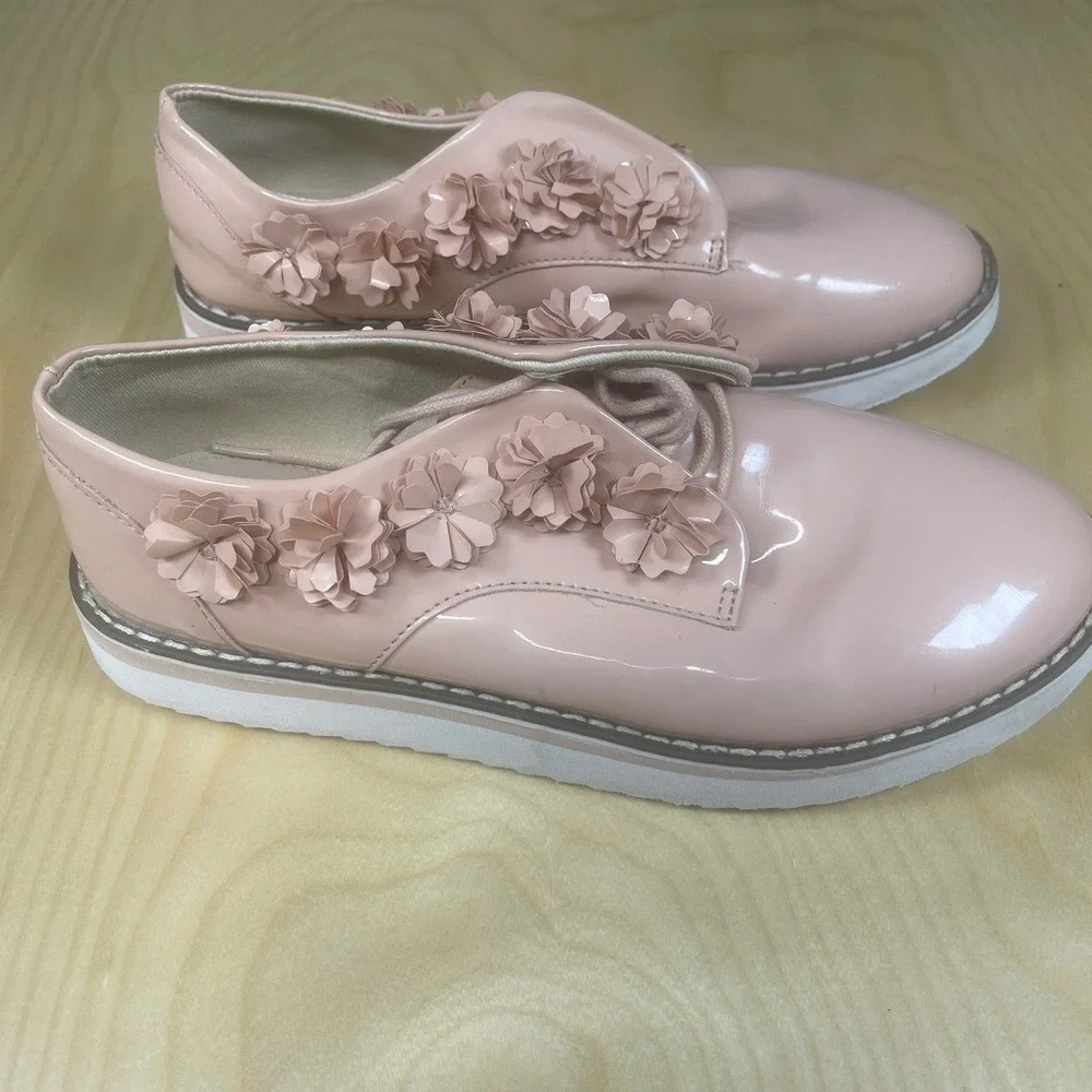 Zara Girls Flower Oxford Dress Shoes Pink Size 6‎